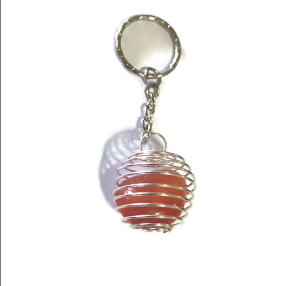Carnelian Reiki Infused Tumbled Stone Keychain